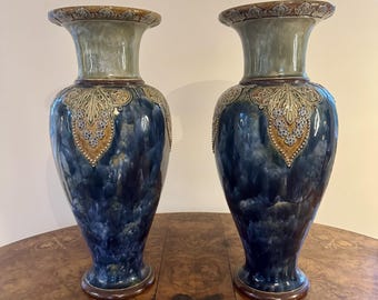 大型アンティーク ロイヤル ドルトン陶器 秋の葉 / 葉の葉の花瓶。32