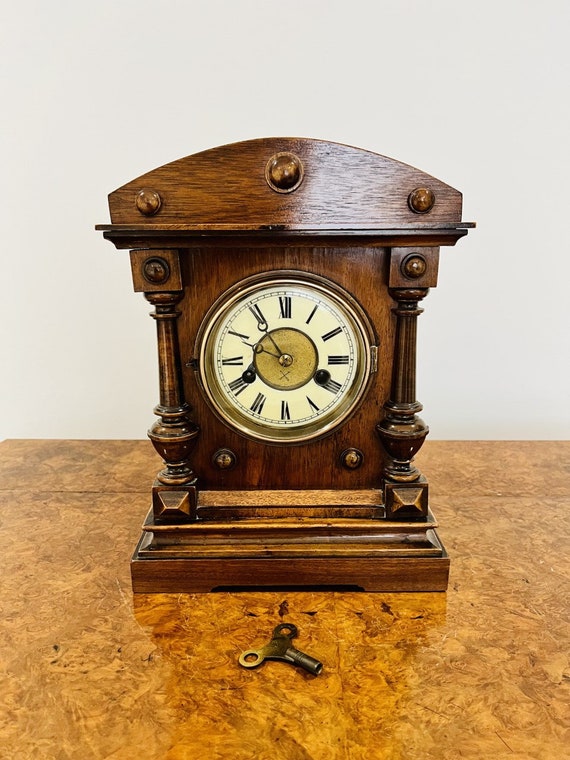 Antique Victorian Walnut Mantle Clock - Etsy Canada