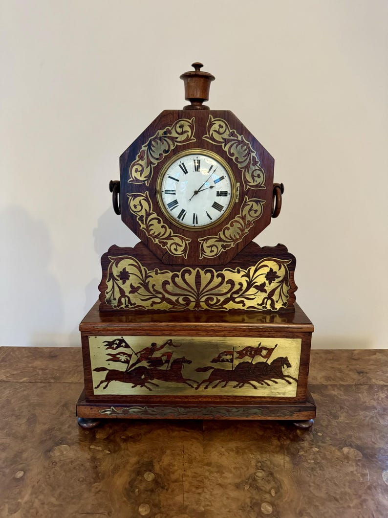 Wonderful Quality Antique Regency Rosewood Brass Inlaid Mantle Clock - Etsy