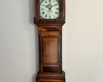 Fantastic quality 18th century oak and mahogany long case clock