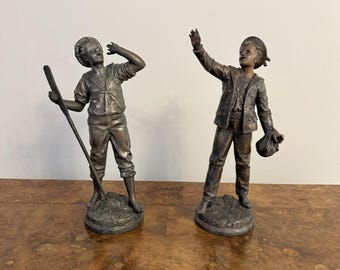 Quality pair of antique French spelter figures