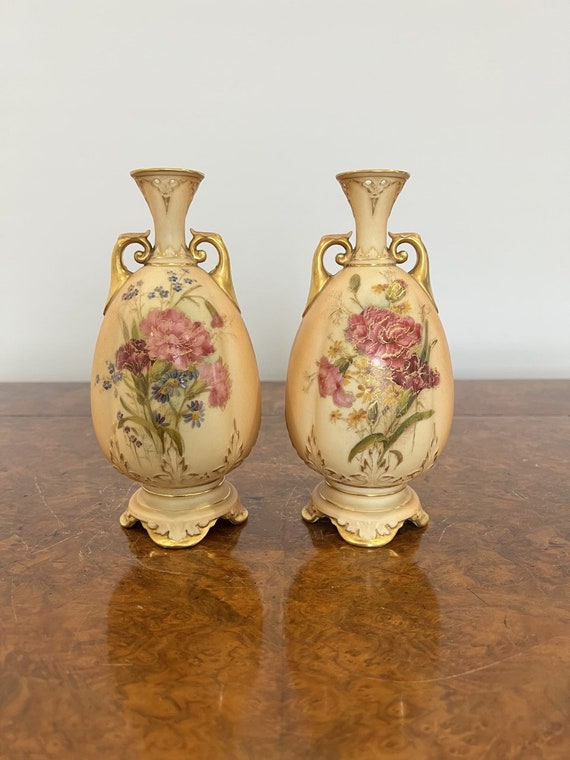 Pair of Antique Royal Worcester Vases - Etsy