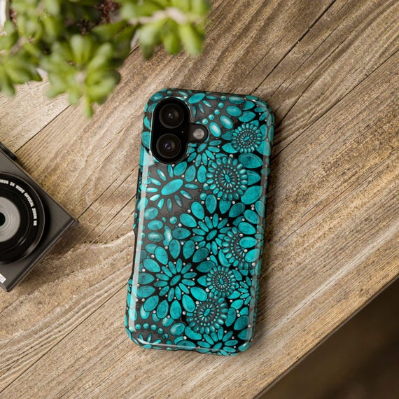 Turquoise Western iPhone 17 Case: Impact-Resistant Polycarbonate