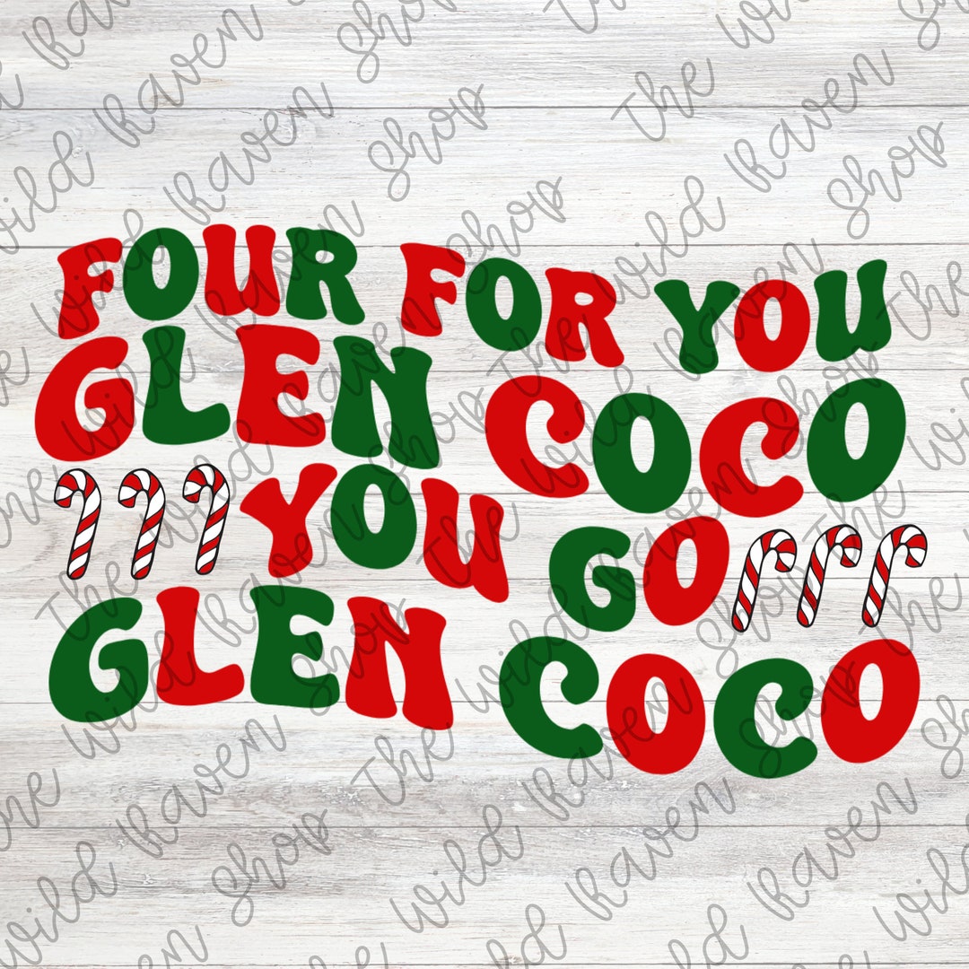 Four for You Glen Coco Candy Cane Christmas Sublimation PNG Etsy