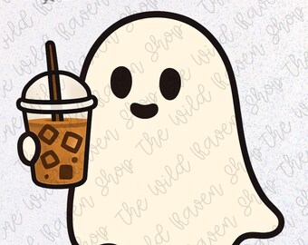 Ghost Iced Coffee PNG: Spooky Halloween Clipart (Digital Download