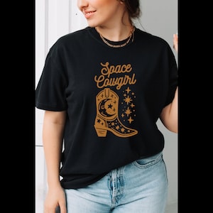 Space Cowgirl Rustic Black T-Shirt