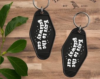 Keys to the Getaway Car Keychain – Retro Motel Style Key Tag – Acrylic Keychain