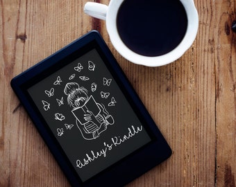 Descarga digital personalizada de la pantalla de bloqueo de Kindle del libro de mariposas