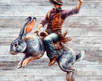 Cowboy Bunny Rodeo PNG: Western Easter Clipart (Digital Download)