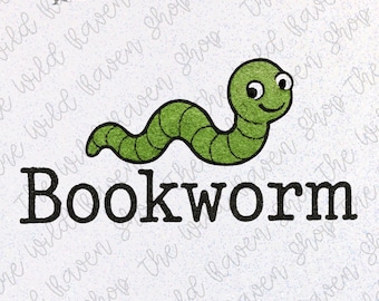 Bookworm Clipart PNG – Cute Green Worm, Book Lover Design (Digital Download)