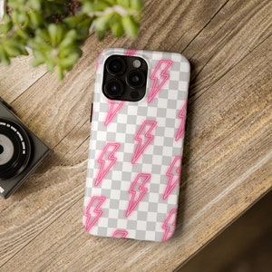 Checkered Neon Lightening Bolt Tough iPhone Cases