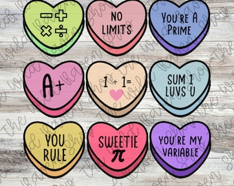 Math Teacher Valentine Candies Sublimation PNG