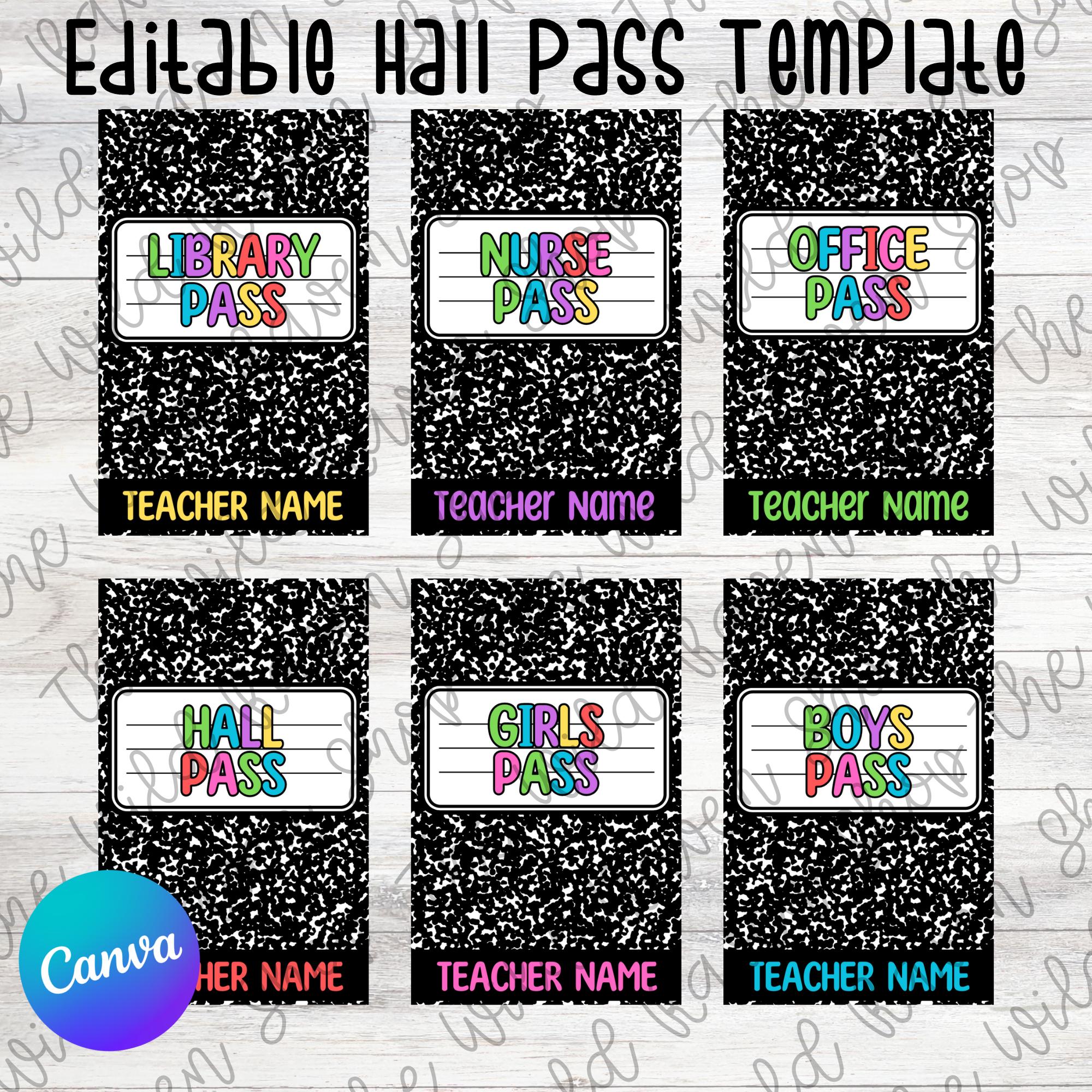 Composition Book Hall Pass Template