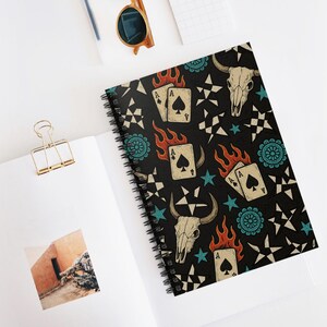 Spiralblock mit Western-Thema, Cowboy Journal, Wild West Briefpapier, Totenkopf & Karten Design, einzigartiges Geschenk für Autoren, kreative Ideen