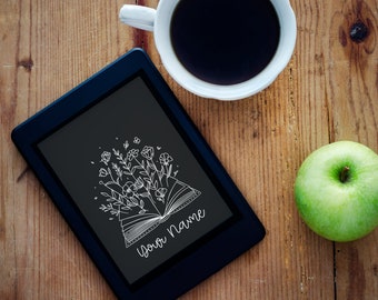 Personalized Floral Book Kindle Cover Display Digital Download