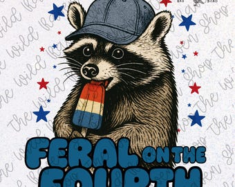 Funny Raccoon 4th of July PNG: Patriotic Sublimation Design (Digital Download