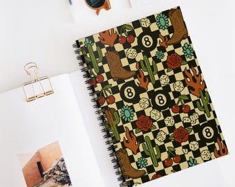 Western Cowgirl Spiral Notebook: Cactus & Cowboy Boot Design