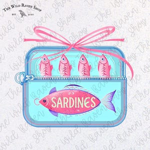 Retro Sardine Tin Sublimation Design: Vintage Fish Clipart PNG (Digital Download)