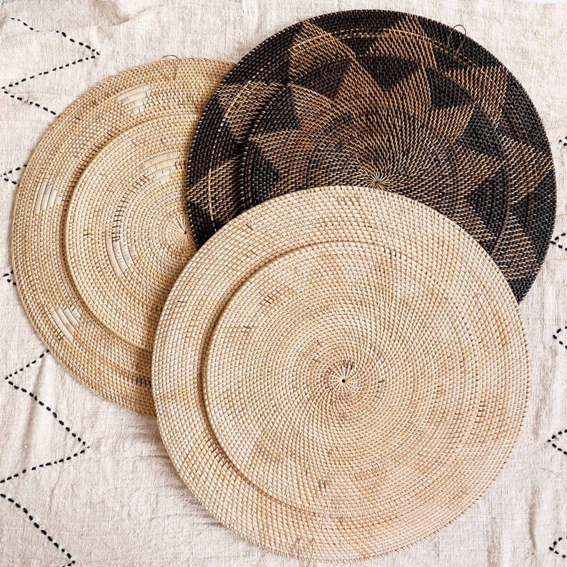 Boho Wicker Wall Decor Large Wall Decor Round Plate Natural Etsy