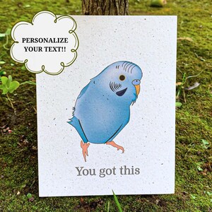 You Got This | Encouragement Cards | Positivity Card | Hemp | Greeting Card | Eco Friendly | Parakeet Card | Customizable | Blank Inside