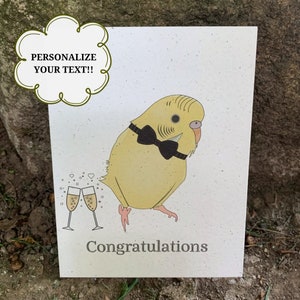 Bridal Shower Card | Anniversary Card | Wedding Card | Engagement Card | Hemp | Eco Friendly | Parakeet Card | Customizable Card