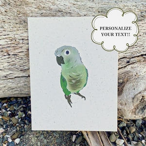 Hemp All Occasion Greeting Card | Handmade Greeting Card | Blank Note Card | Eco Friendly | Hemp Paper | Green Cheek Conure | Customizable