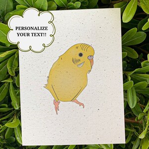 Hemp All Occasion Greeting Card | Handmade Greeting Card | Blank Note Card | Eco Friendly | Hemp Paper | Yellow Parakeet | Customizable
