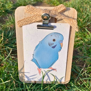 Blue Parakeet Print, Art & Collectibles, Bird Decor, Eco-Friendly, Bird Art, Hemp Paper, Bird Lovers Gift, Budgie Art