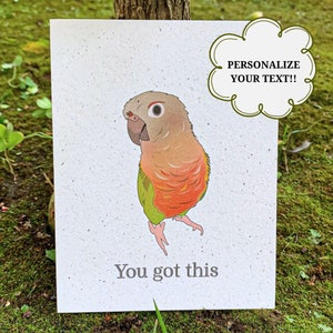 You Got This | Encouragement Cards | Positivity Card | Hemp | Greeting Card | Eco Friendly | Pineapple Conure | Customizable | Blank Inside