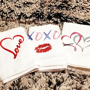 Valentines Bundle of Embroidered Kitchen Towels