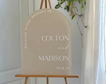 Acrylic Welcome Wedding Sign, Arch Acrylic Sign, Special Event, Custom Acrylic Sign, Personalized Wedding Sign, Neutral Modern Wedding Sign