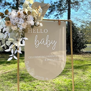 Baby Shower Sign, Welcome Sign, Arch Acrylic Painted Hanging Sign, Special Event, Personalized Wedding Sign, Hello Baby