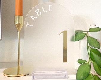 Frosted Table Numbers, Arch Table Numbers, Wedding Table Numbers With Stand, Frosted Arch Table Numbers, Acrylic Table Numbers, Acrylic Arch