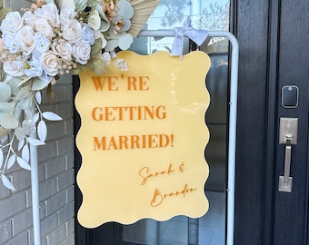 Welcome Wedding Sign, WAVY Acrylic Painted Sign, Engagement Sign, Welcome Party Sign, Custom Special Event Sign, Personalized Wedding Sign