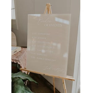 Order Of Events Wedding Sign, Acrylic Welcome Wedding Sign, Custom Acrylic Wedding Sign, Personalized Sign, Bridal Shower Welcome Sign,