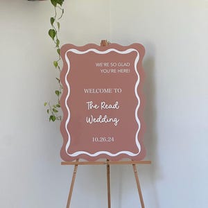 Wavy Welcome Wedding Sign, Bridal Shower Welcome Sign, Arch Acrylic Painted Sign, Custom Acrylic Sign, Personalized Wedding Sign