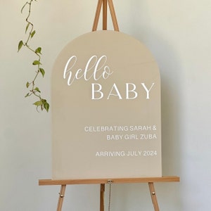 Baby Shower Sign, Welcome Sign, Arch Acrylic Painted Sign, Special Event, Personalized Wedding Sign, Hello Baby Welcome Sign