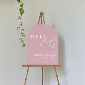 Baby Shower Sign, Welcome Sign, Arch Acrylic Painted Sign, Special Event, Personalized Wedding Sign, Hello Baby Welcome Sign