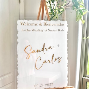 Welcome Wedding Sign, Custom Acrylic Sign, Personalized Sign, Baby Shower, Bridal Shower Welcome Sign, Bienvenidos, Hispanic Wedding Sign