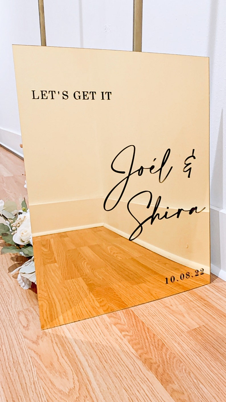 Wedding Sign Gold Mirror Acrylic Sign Hanging Etsy