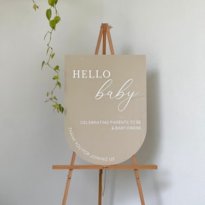 Baby Shower Sign, Welcome Sign, Arch Acrylic Painted Hanging Sign, Special Event, Personalized Wedding Sign, Hello Baby