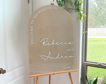 Welcome Wedding Sign, Arch Acrylic Painted Sign, Special Event Sign, Custom Acrylic Sign, Personalized Wedding Sign, Neutral & Modern Sign