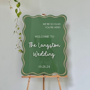 Wavy Welcome Wedding Sign, Bridal Shower Welcome Sign, Arch Acrylic Painted Sign, Custom Acrylic Sign, Personalized Wedding Sign