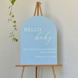 Baby Shower Sign, Welcome Sign, Arch Acrylic Painted Sign, Special Event, Personalized Wedding Sign, Hello Baby Welcome Sign