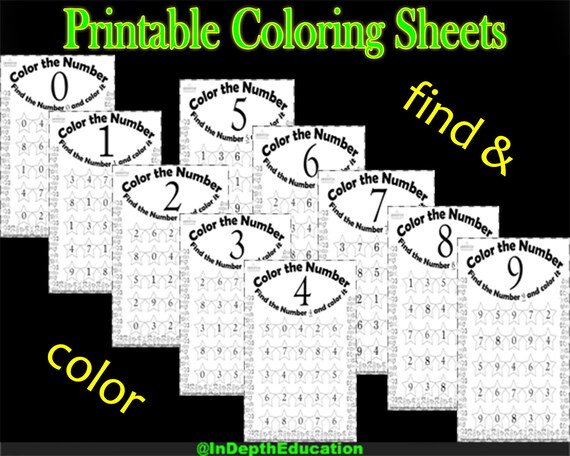Printable Find and Color Numbers Worksheetsfun for - Etsy