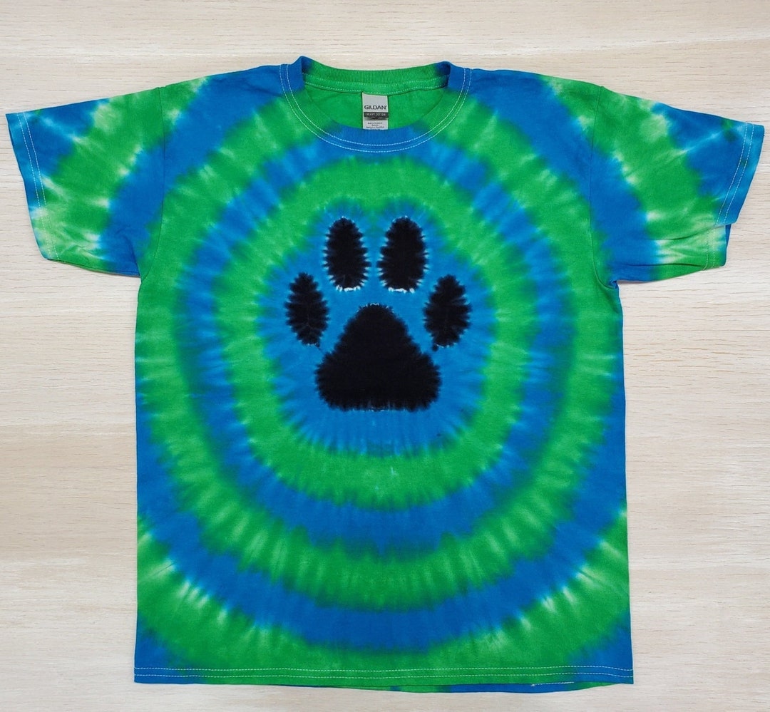 Paw Print Tie Dye Tee Shirt, Youth Size Large. - Etsy