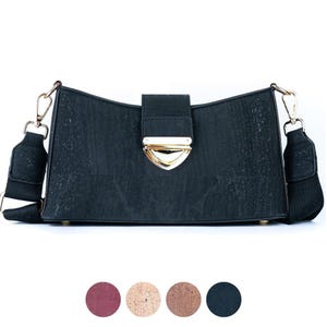 Chic Cork Crossbody Bag with Gold Clasp and Cotton Strap for Women