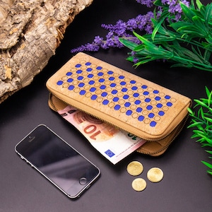 Monedero de corcho vegano cortado a láser para mujer, monedero de corcho, natural, corcho, regalo vegano, regalo para el Día de la Madre
