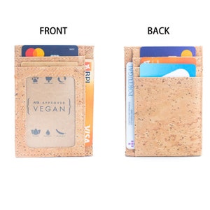 RFID-blockierende Kork-Karten-Geldbörsen, Super schlank, Brieftaschen, Geschenk für Sie / Ihn, veganer Kartenhalter