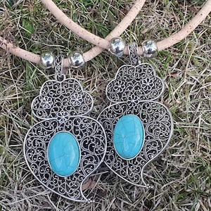 Viana natural cork, cord handmade, Cork Necklace,  Gift, Her